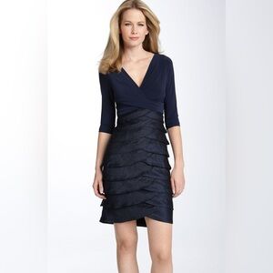Adrianna Papell Matte Jersey &
Hammered Satin Sheath Dress